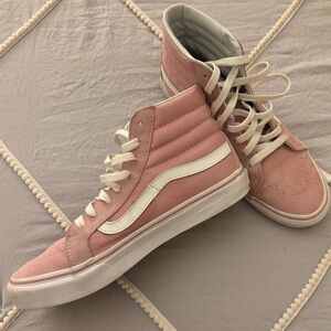 Vans Pink and White High-Top Sneakers - Woman’s Size 8